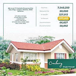 CRANBERRY 2BR - RFO House for Sale in Brgy. Longos, Malolos, Bulacan CRANBERRY
